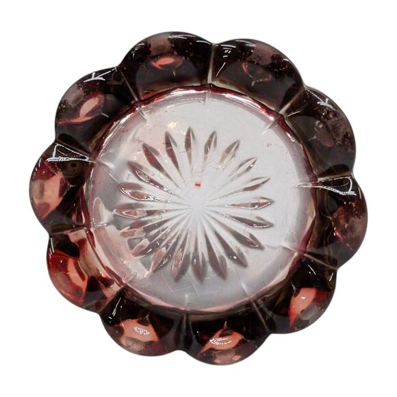 Vtg Ruby Stained Glass Pitcher Etched Victorian Style with Handle 4.5" x 4.5" - Picture 4 of 11